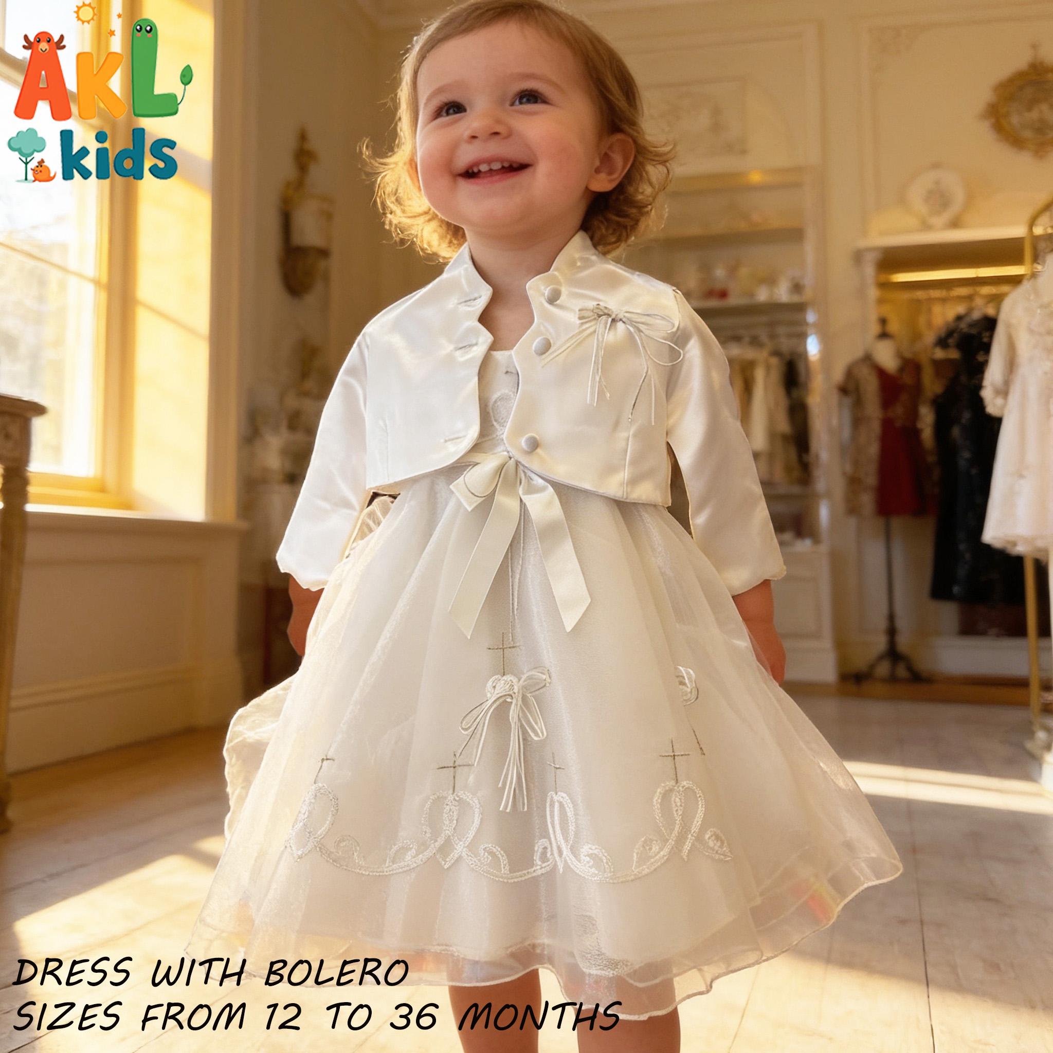 White Baptism Dress + Bolero