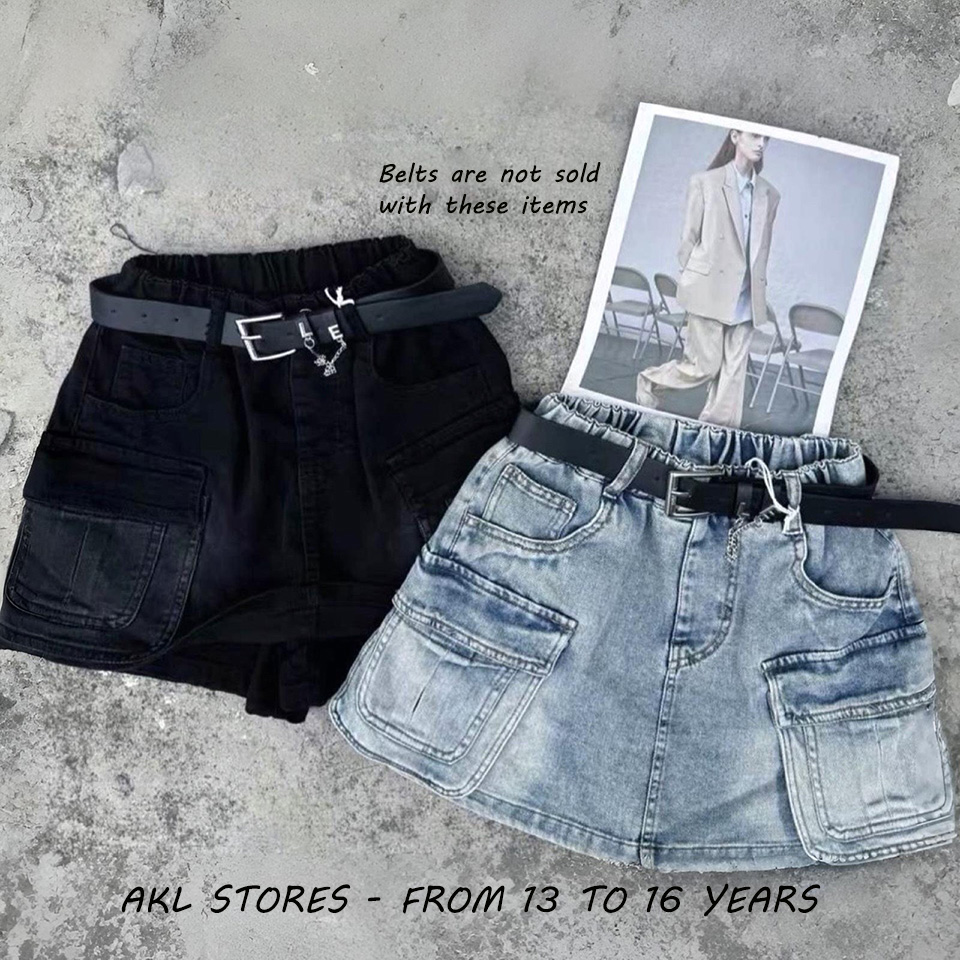 Girl's Lycra Jeans Shorts-Skirt