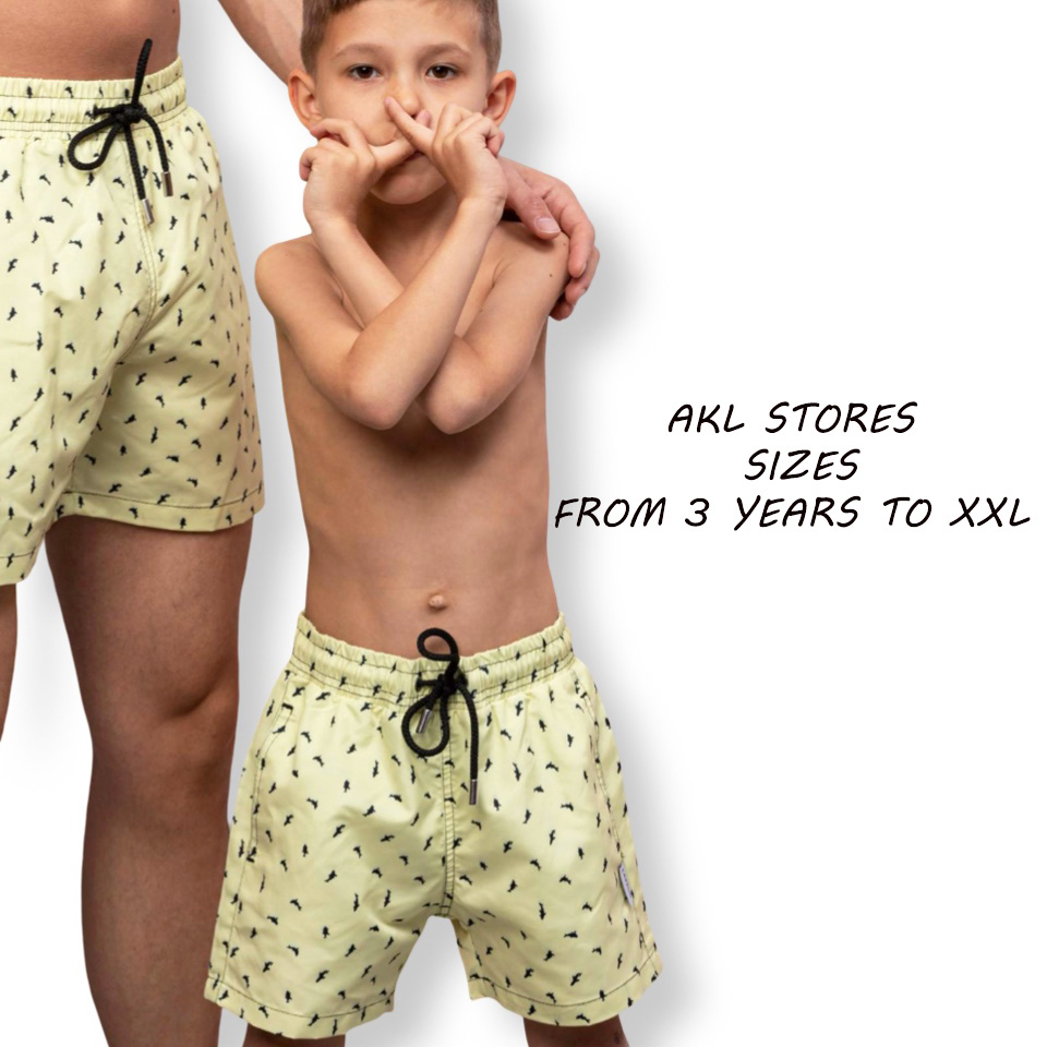 Matching Swimming Shorts - Yellow Shark