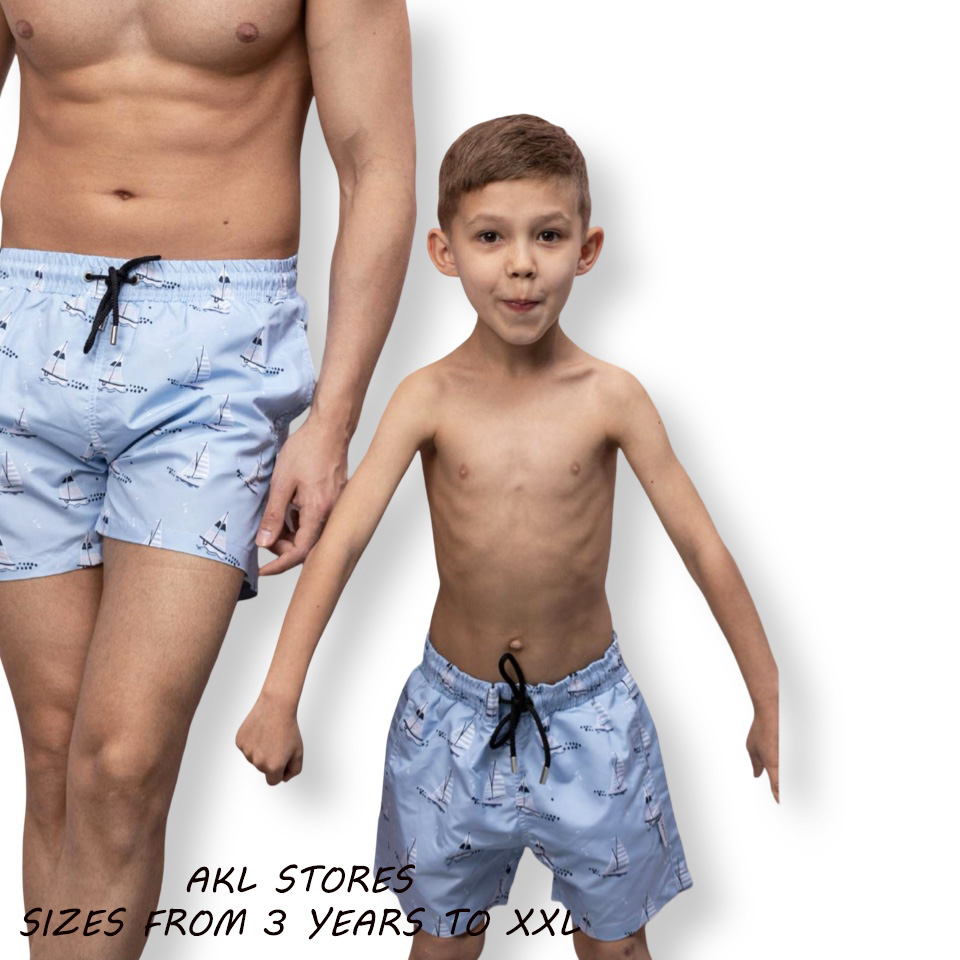 Matching Swimming Shorts - Blue Boats