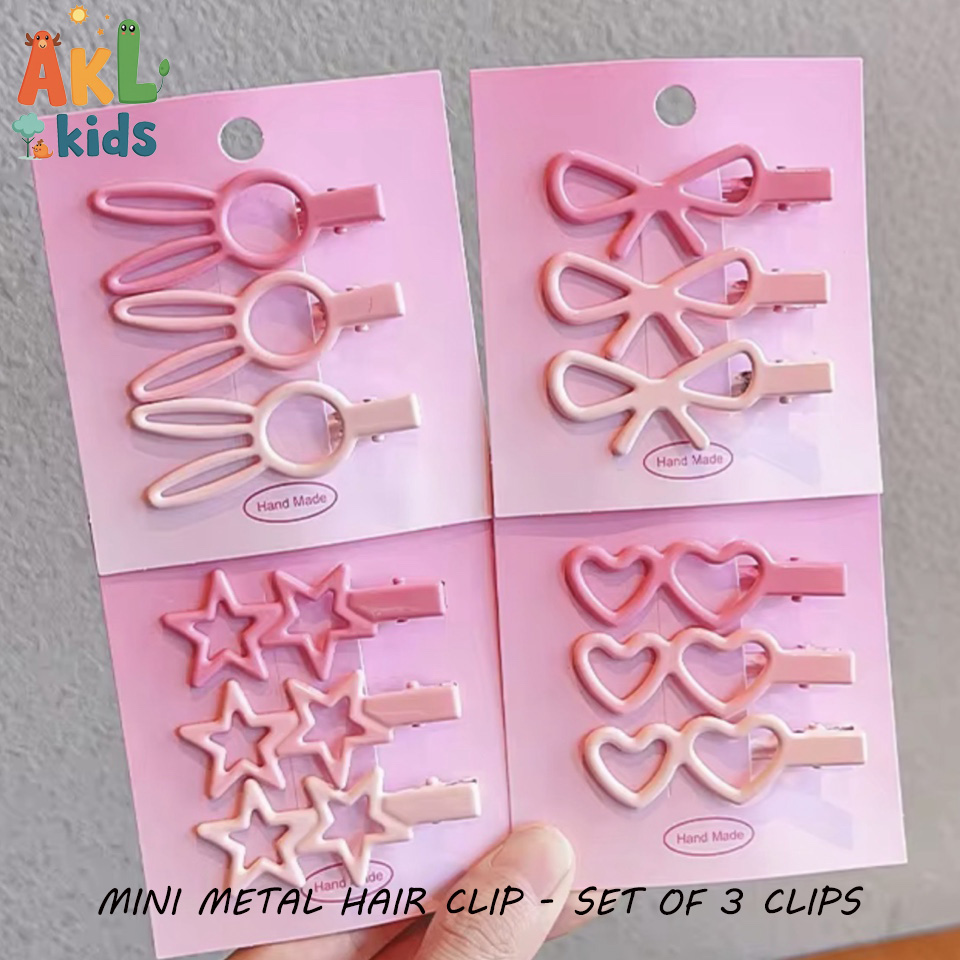 Mini Metal Hair Clip - set of 3 clips