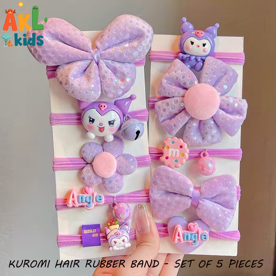 Kuromi Bow Hair Rubber Band - Set of 5 items
