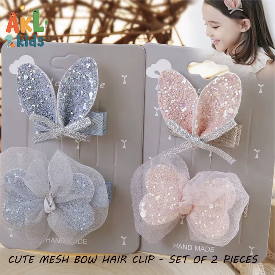 Cute Mesh Bow Hair Clip - Set of 2 pieces