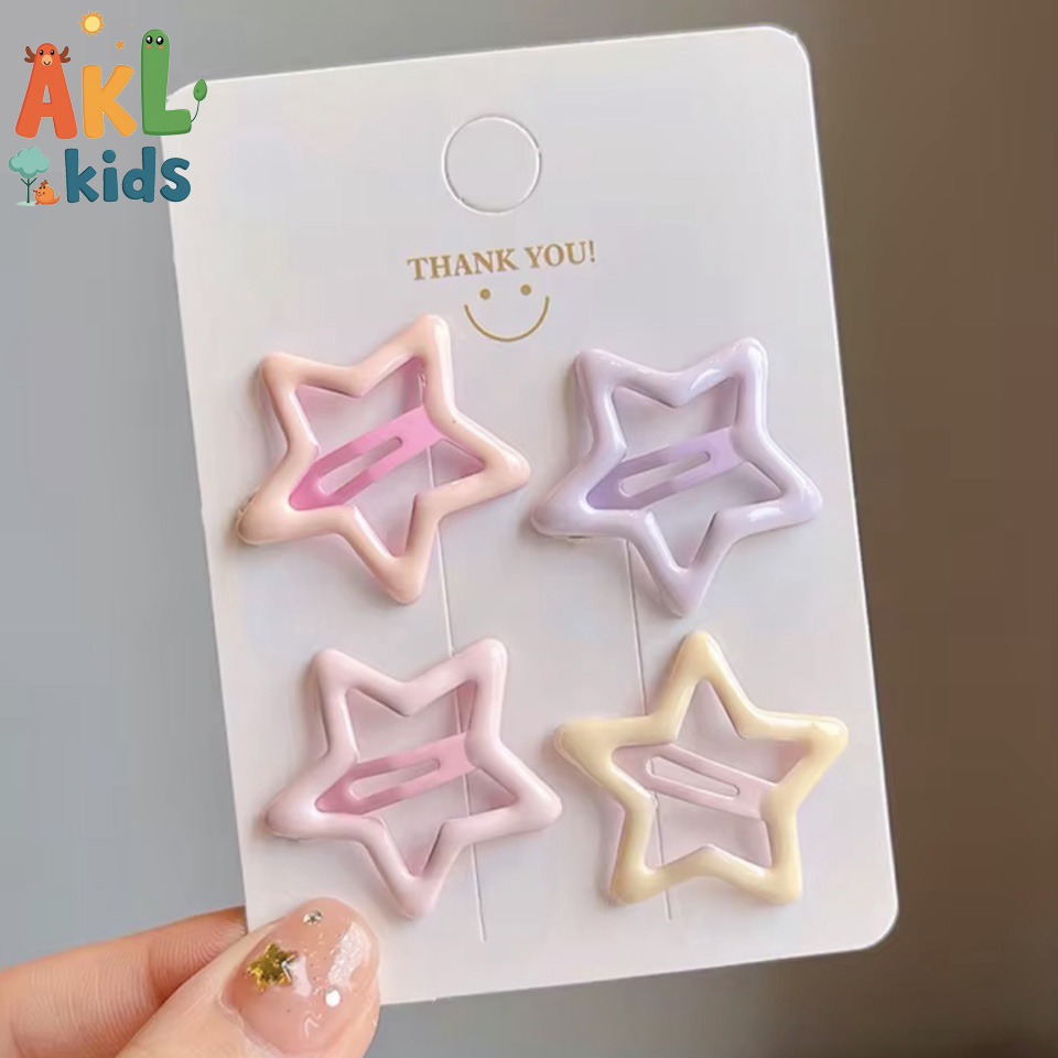 Frosted Hair Pin Stars - Set of 4 items