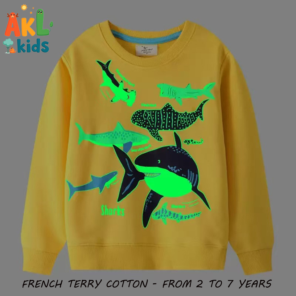 Cotton T-shirt Shark - Glow in the dark