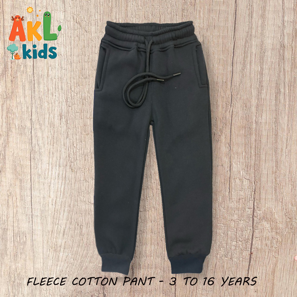 Fleece Cotton Black Pant for Kids