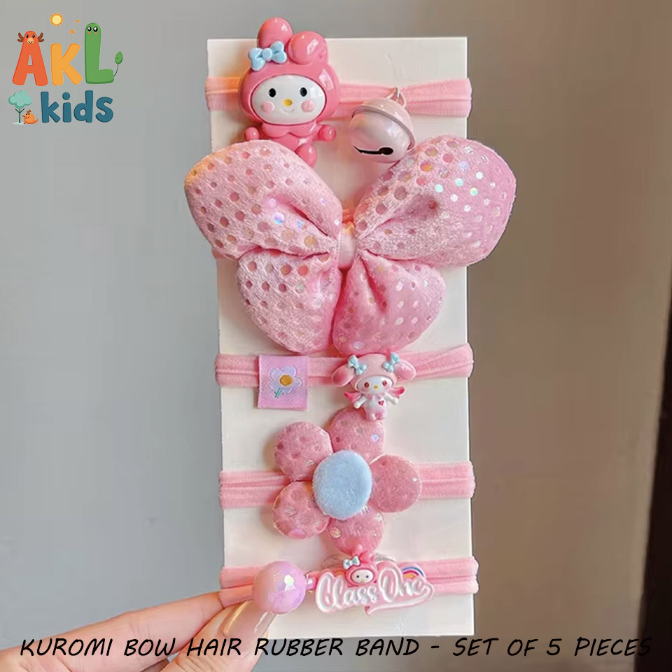 Kuromi Bow Hair Rubber Band - Set of 5 items