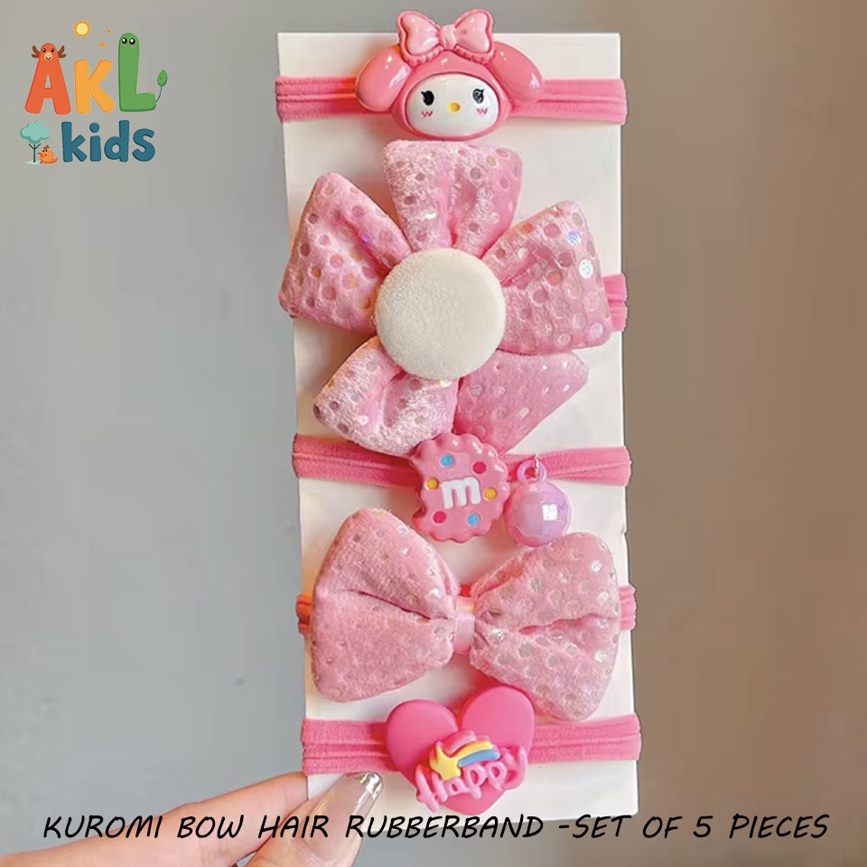 Bow Hair Rubber Band - Set of 5 pieces