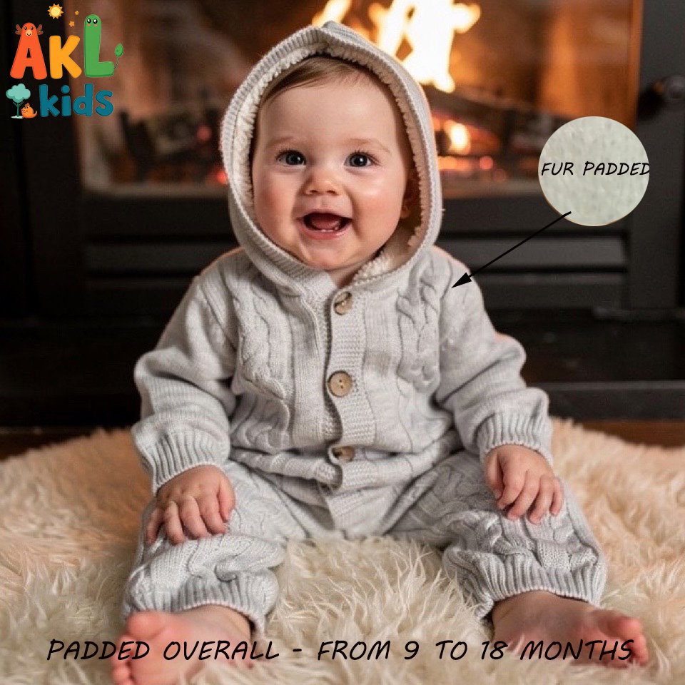 Baby Overall Fur Padded - Gray