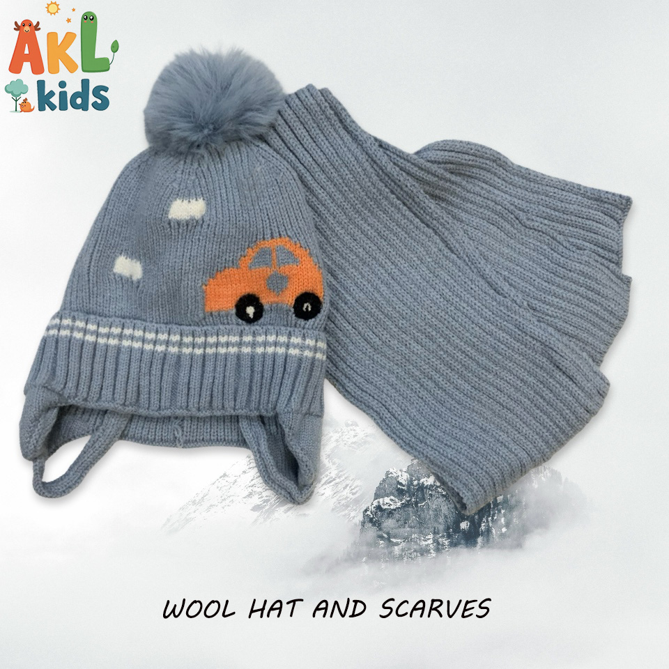 Padded Wool Hat and Scarves