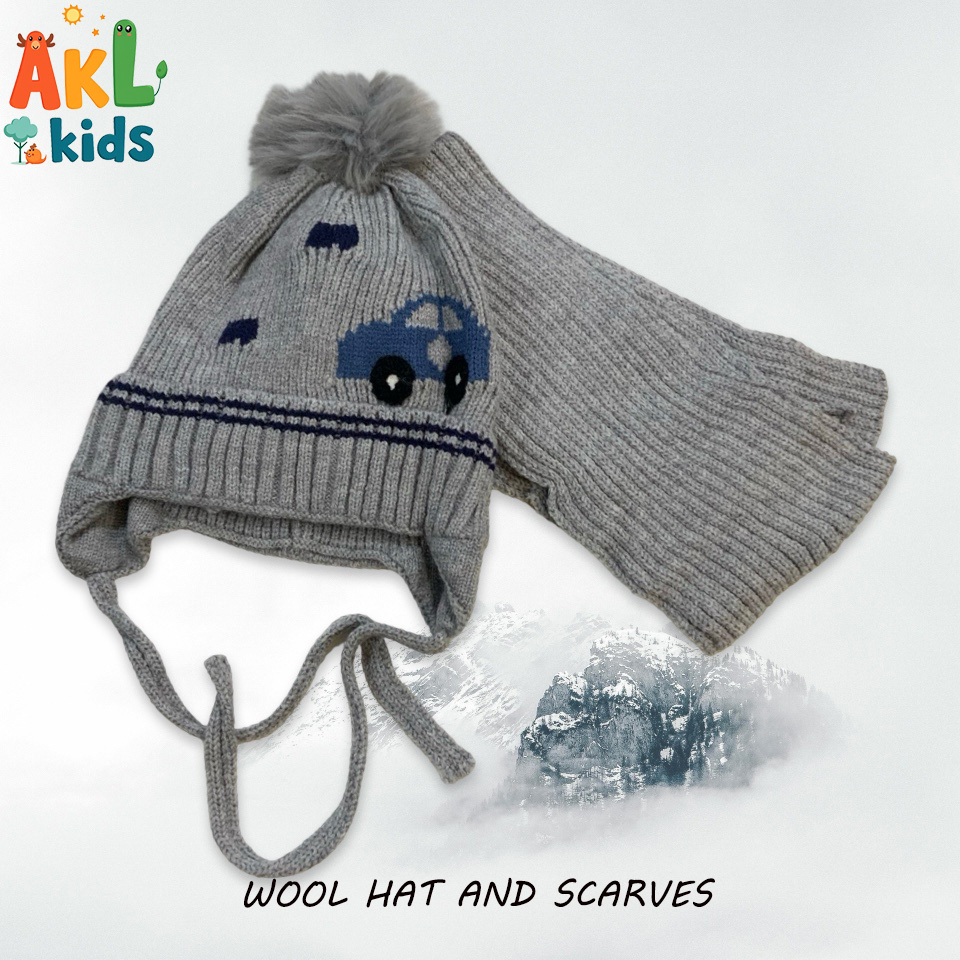 Padded Wool Hat and Scarves