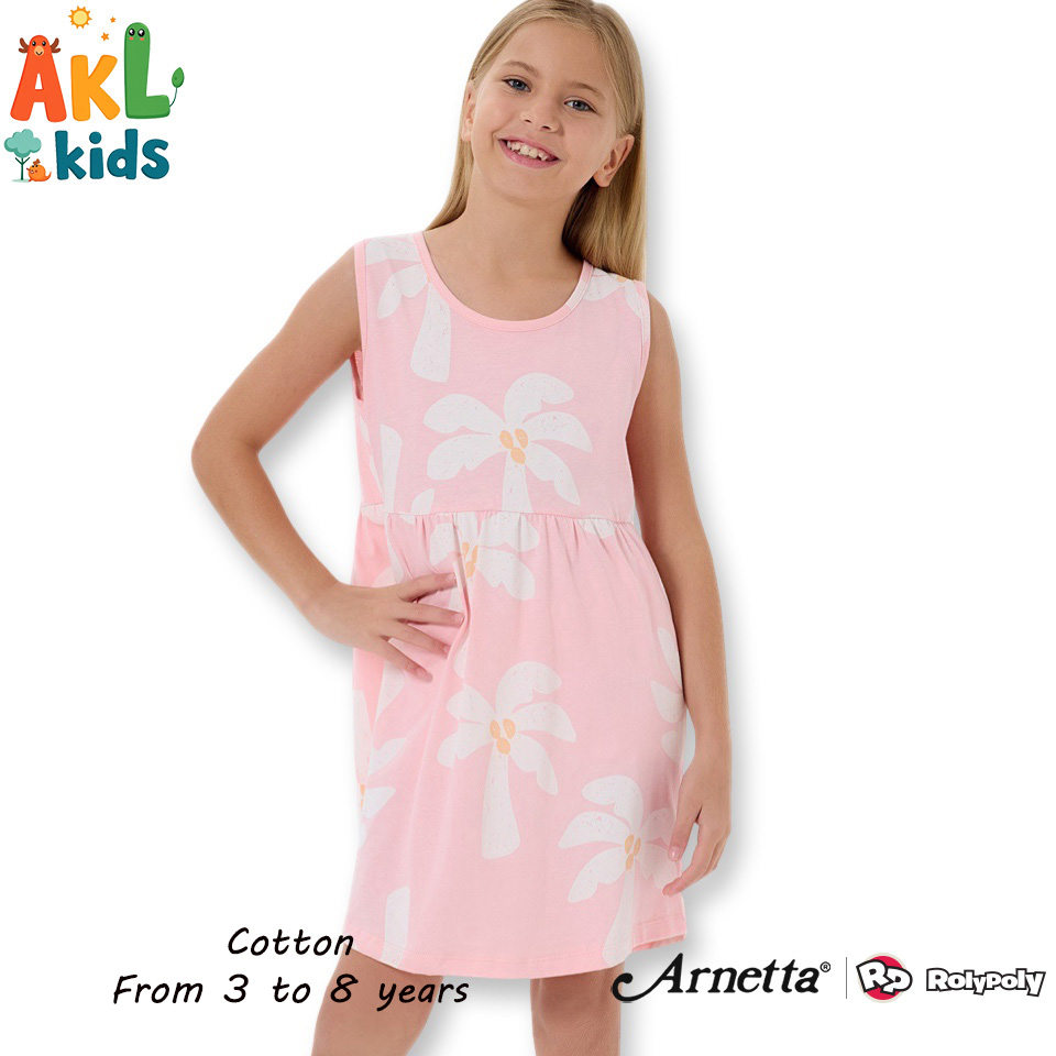 Cotton Dress White Palms