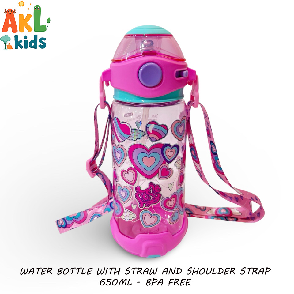 Straw Cup With Shoulder Strap Hearts