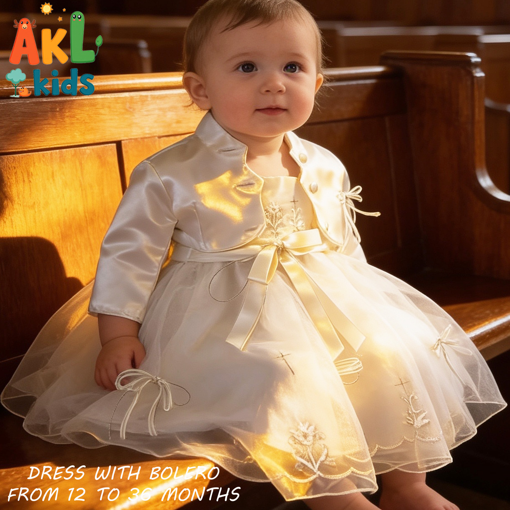 White Baptism Dress + Bolero