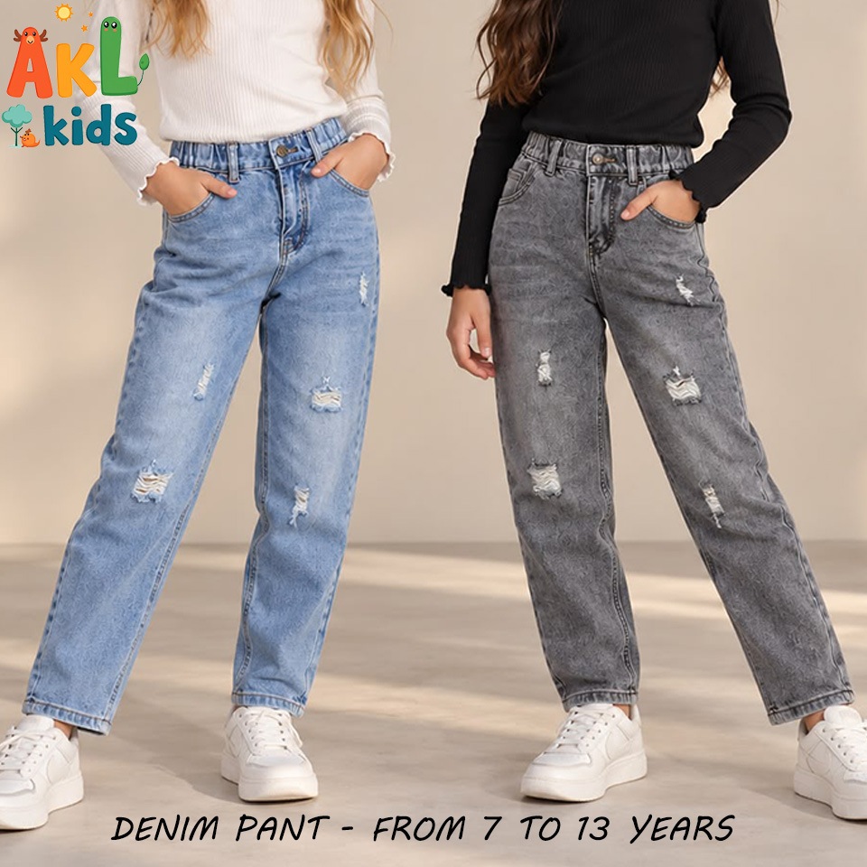 Kid's Denim Pant with Zipper Large Cut