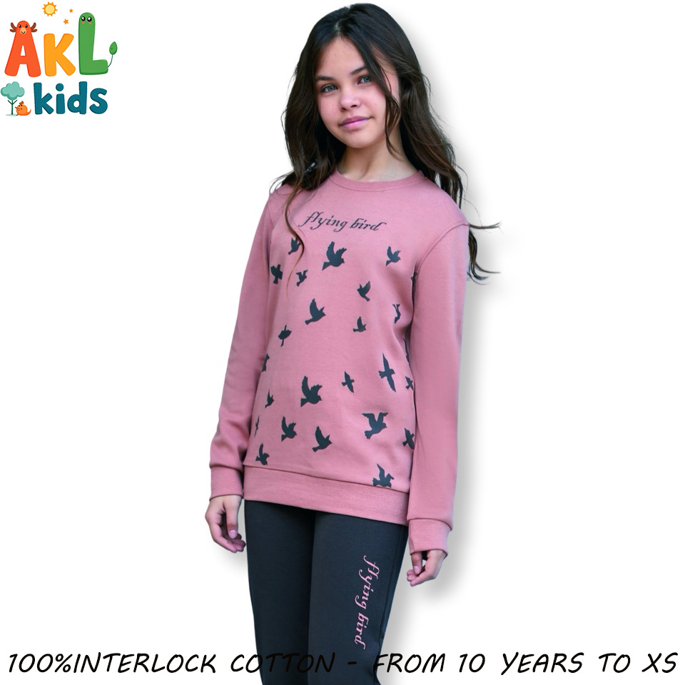 Cotton  Girl's set - Tshirt brique + Pant Brown
