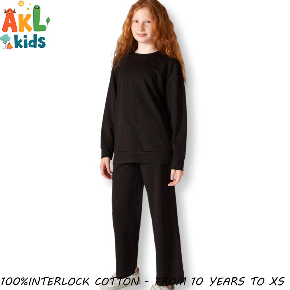 Cotton  Girl's set - Black