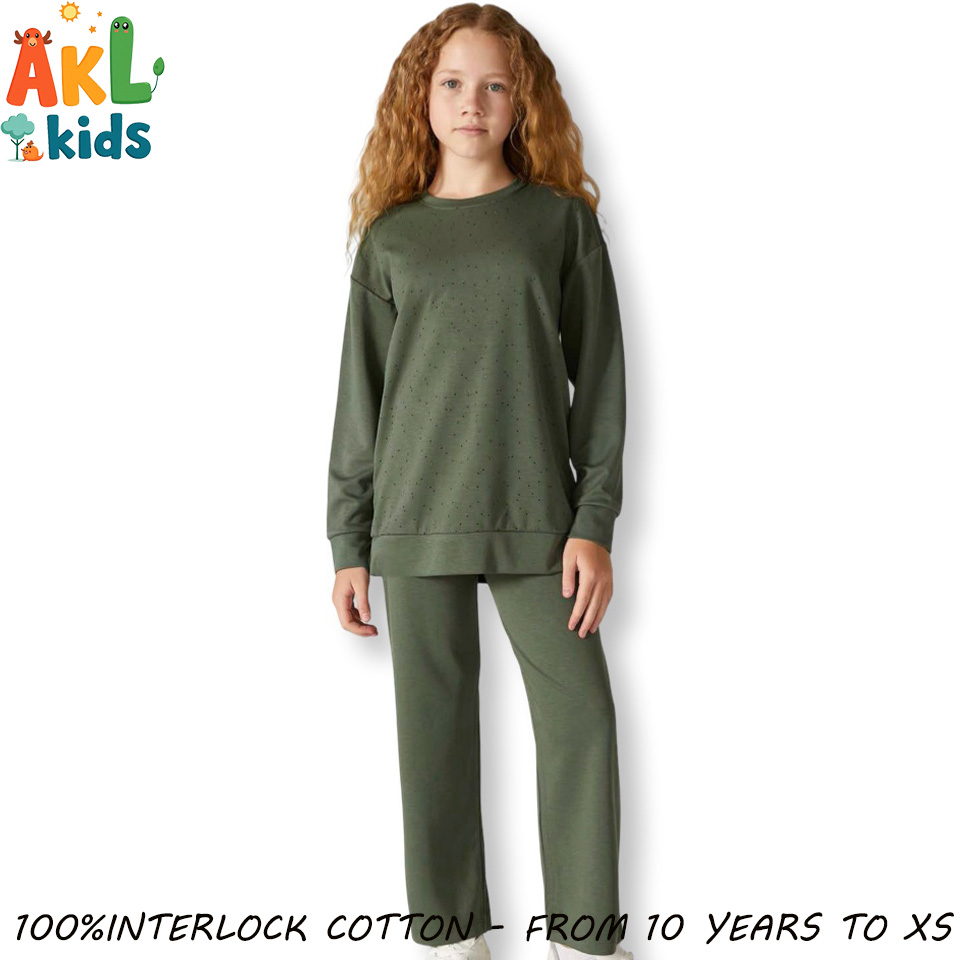 Cotton  Girl's set - Gray