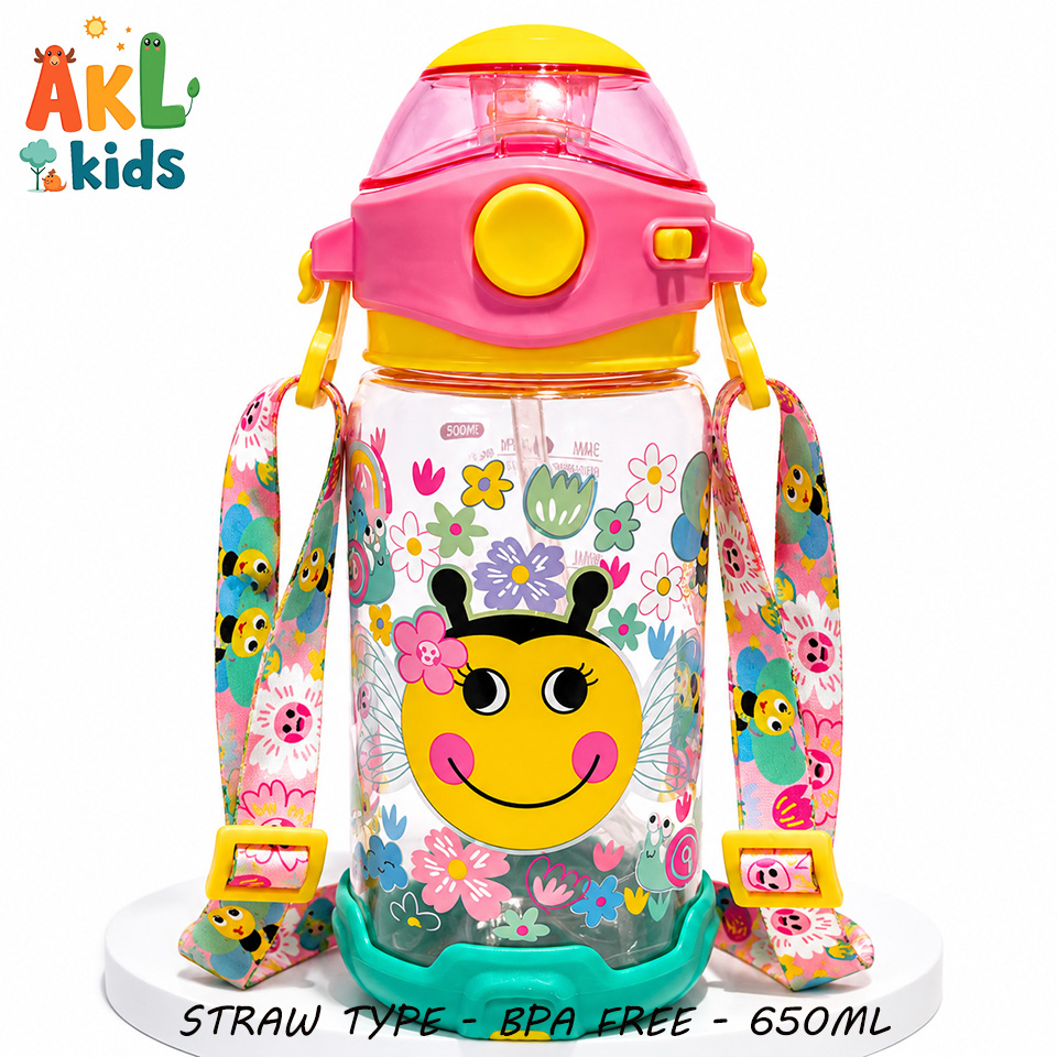 Straw Cup With Shoulder Strap - Bee