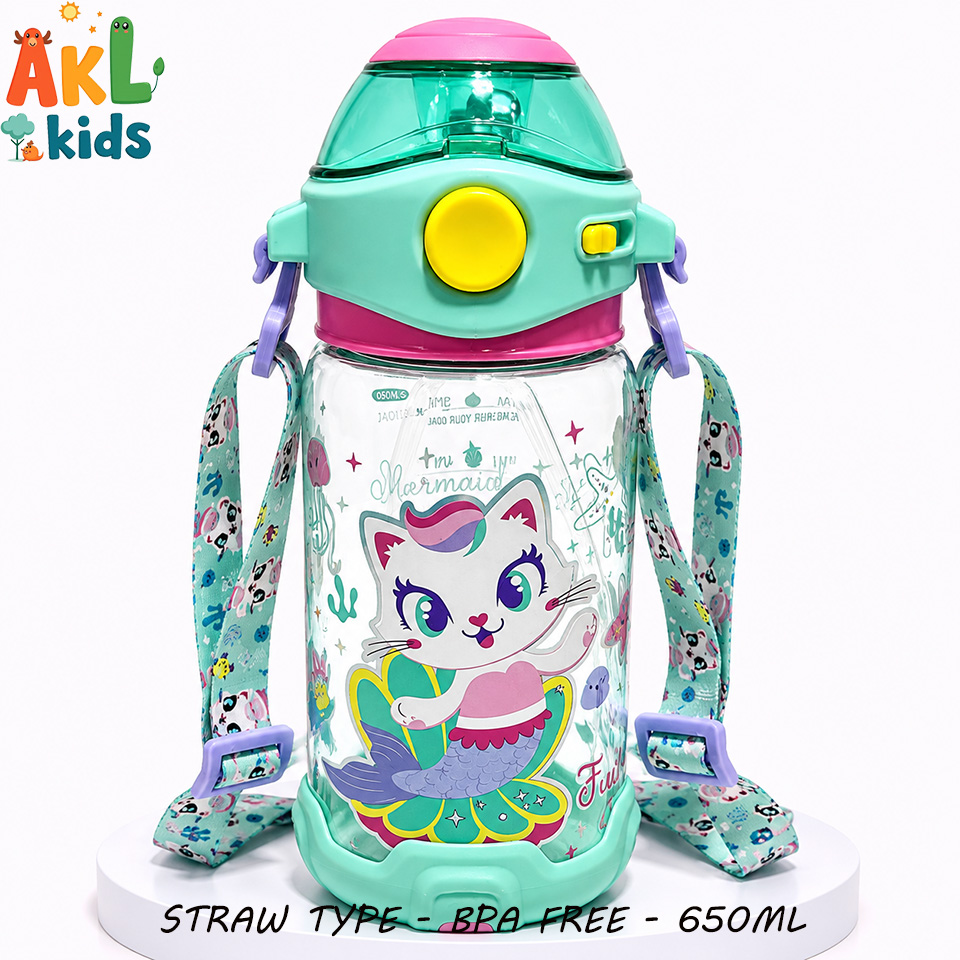 Straw Cup With Shoulder Strap - Cat