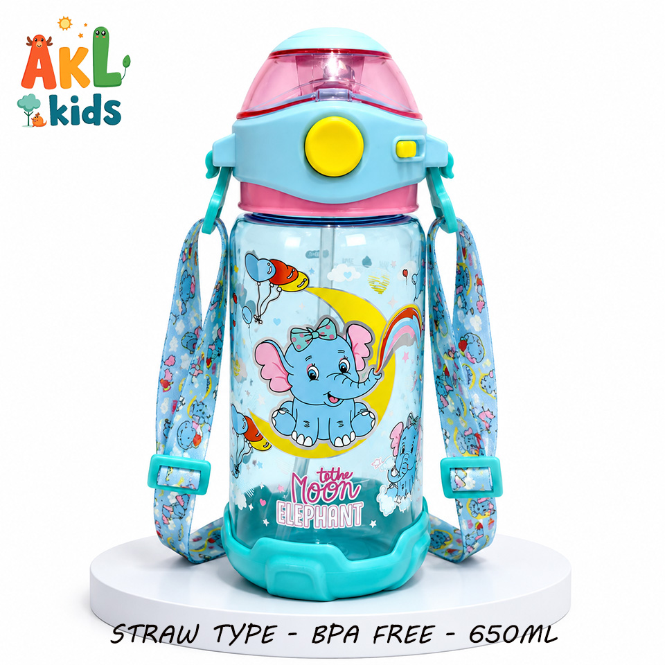 Straw Cup With Shoulder Strap - Elephant