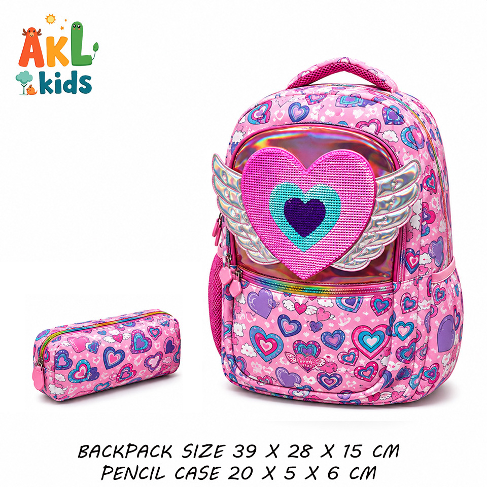Backpack with Pencil Case - Heart