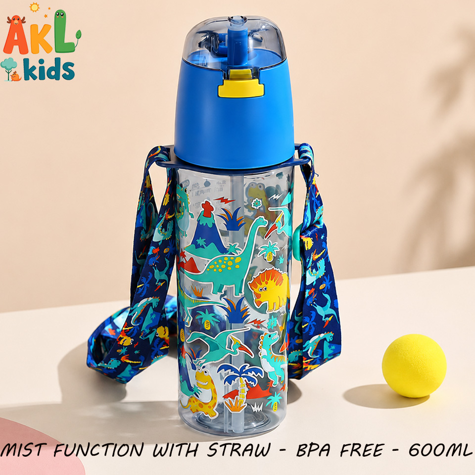 Straw Cup With Shoulder Strap and Mist Function - Dino