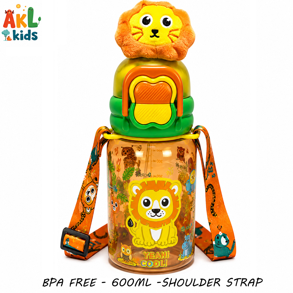 Straw Cup With Shoulder Strap - Lion