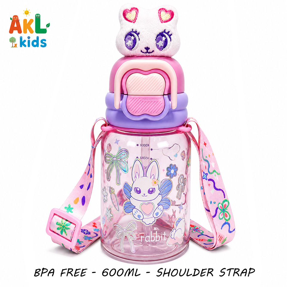 Straw Cup With Shoulder Strap - Rabbit