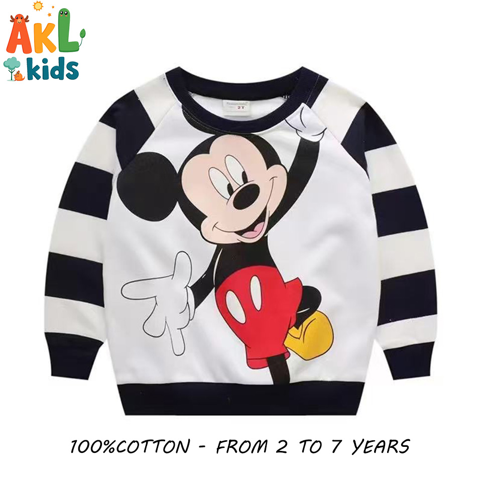 Navy & White Mickey Mouse Cotton Sweatshirt for Kids – Ages 2 to 7 Years