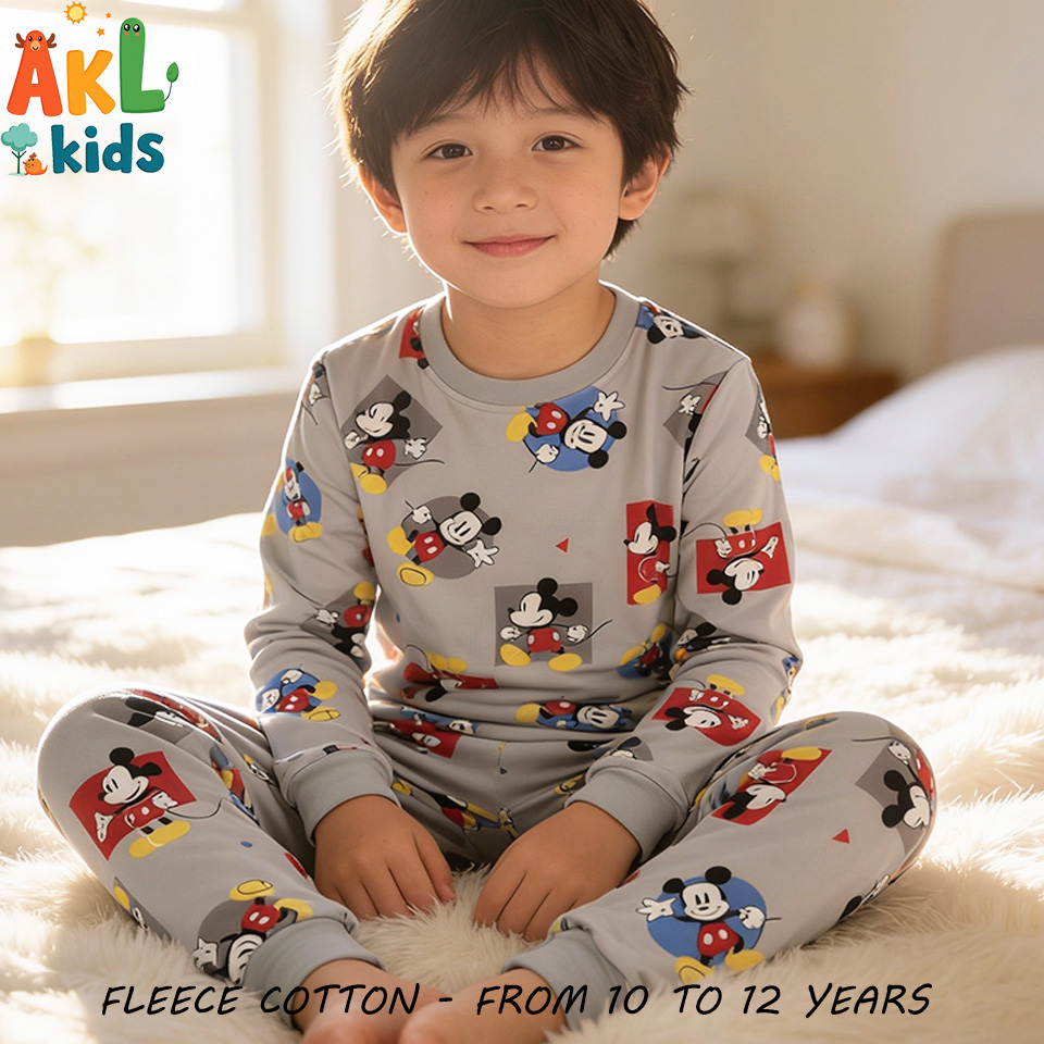 Fleece Cotton Pjs Gray