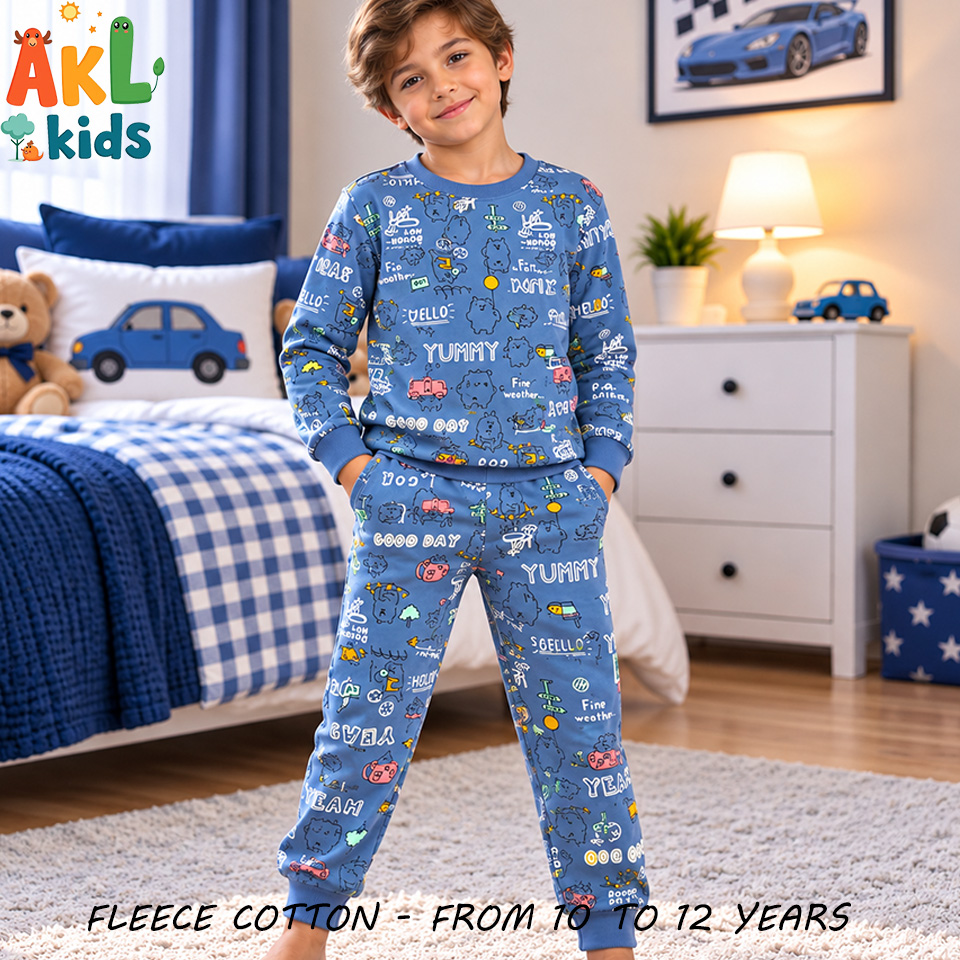 Fleece Cotton Pjs Blue