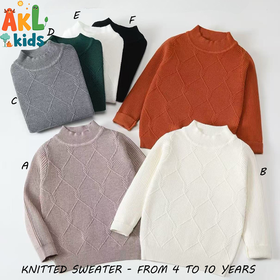 Knitted Diamond Pattern Sweater – 4 to 10 Years