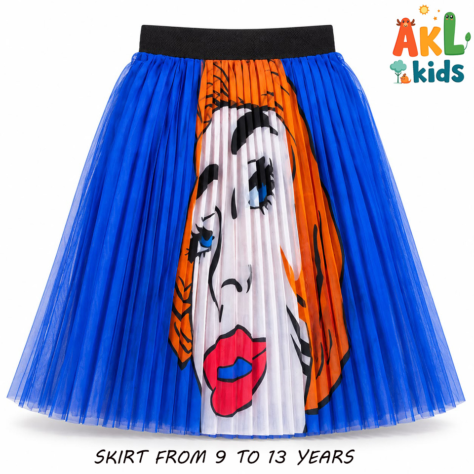 Marions Girls’ Blue Tulle Skirt with Graphic Print