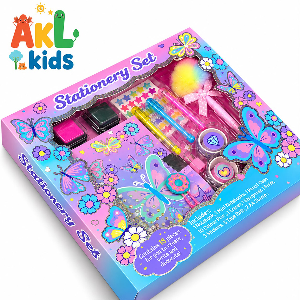 AKL Kids Butterfly Stationery Set – 18 Pieces