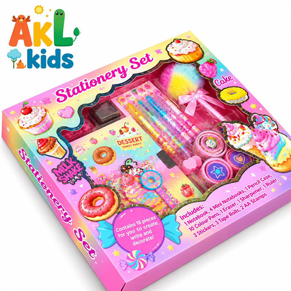 AKL Kids Sweet Dessert Stationery Set – 18 Pieces