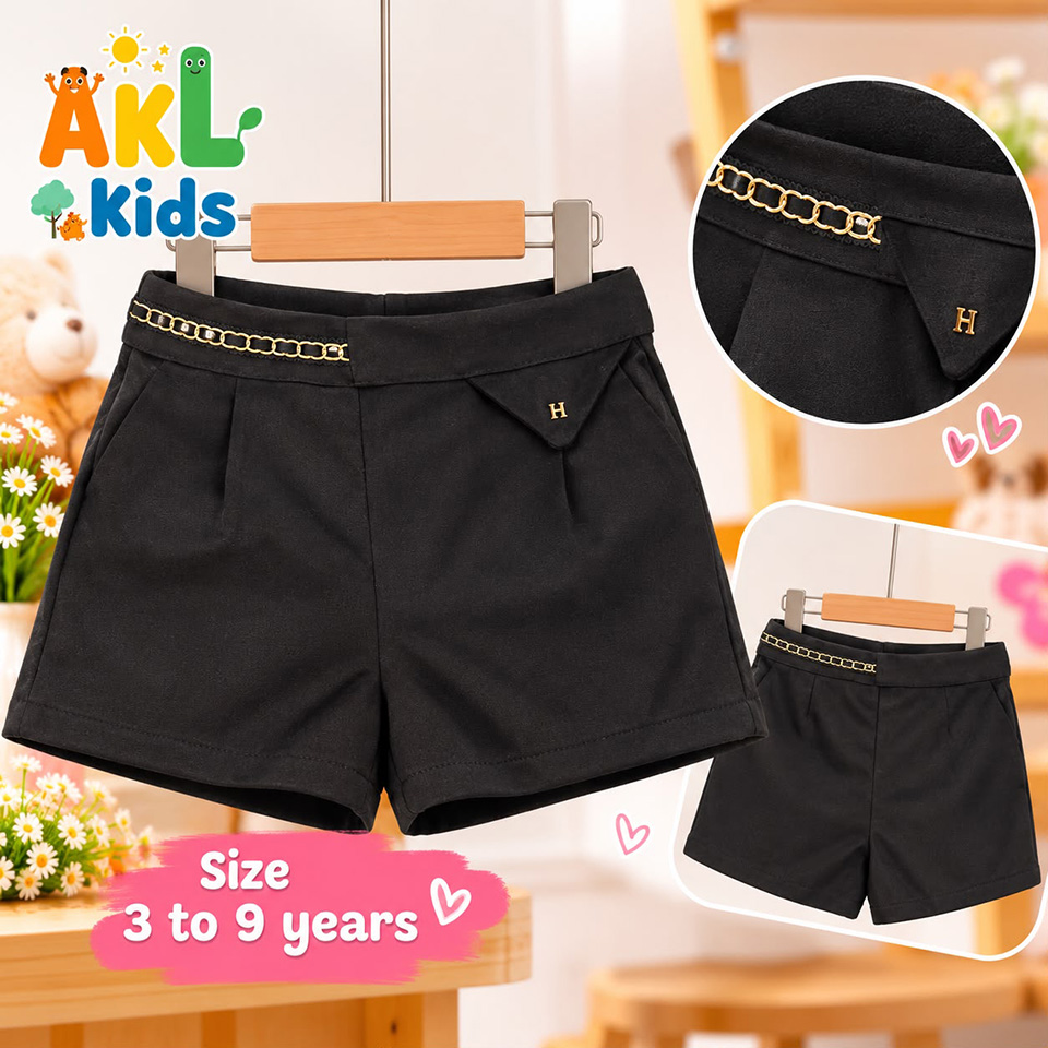 Black Tailored Shorts for Girls – Ages 3 to 9 Years
